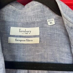 Men's Turnbury XL 100% Linen Short Sleeve Button Up Shirt Summer Breathable Blue